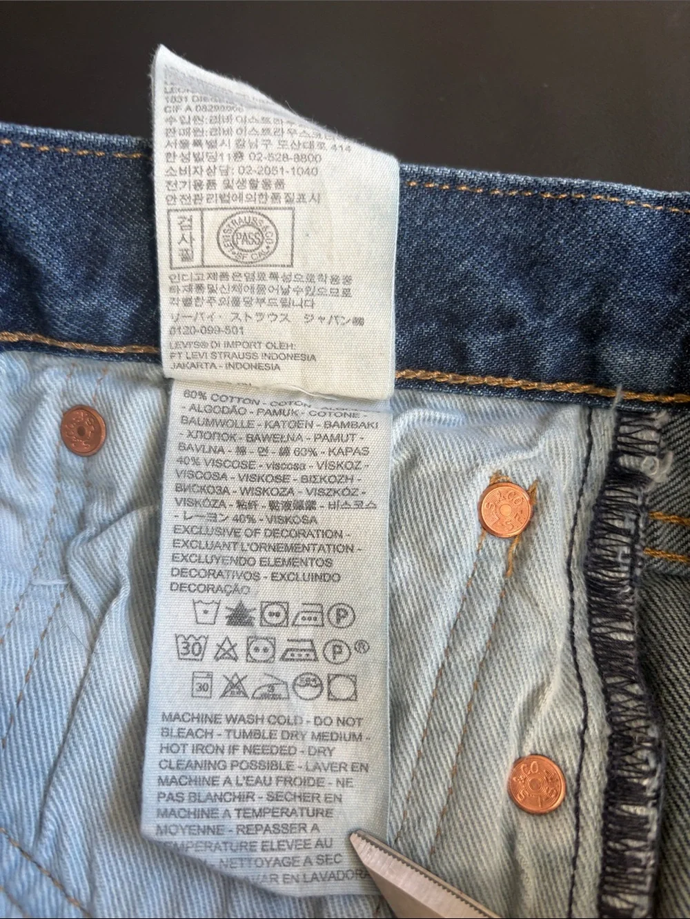 Levi’s Premium 501 Original Fit Button Fly Jeans Dark Wash W35 L32 Men’s